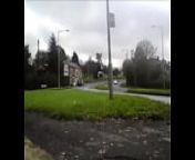 Waiting naked at a bus stop on busy road - public nudity from bus public gr