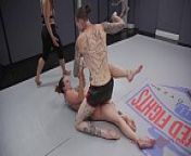 Ruckus and Bella Rossi both use lots of leggy holds to pin each other in this winner fucks loser naked wrestling match from muscular athletes wrestle naked in ancien greek games