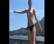 Teen dancing and flashing boobs from boat dancing