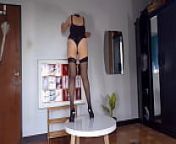Regina Noir trying on high heels. Striptease in black lingerie and stockings 3 from 欧美长靴皮裤美女⅕⅘☞tg@ehseo6☚⅕⅘•28m5