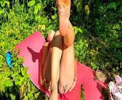 Jerk Off On My Soles - Milf With Sexy Legs Shows Off Her Amazing Feet At Picnic from i jerk off my big perfect cock until massive moaning orgasm and i let you to watch it