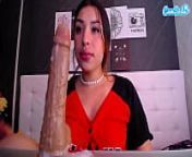 latina deepthroating dildo and gaping from dildo solo