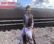 Clown fucks girl on train tracks from binaries usenet
