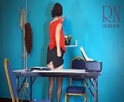 No panties secretary with orange dress Security cam in the office from video film pin