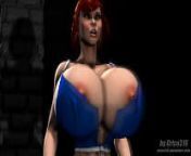 Redhead giant breasts from breast growth anime