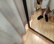 I chase an unknown woman in the clothing store and show her my cock in the fitting rooms from public facial
