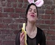 Roxy Loves Banana from one latina nibbles the cock while the other gets throated