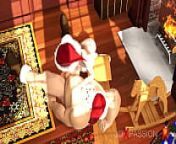 Wish for Merry Christmas. Shy nerdy girl dreams of being fucked by Santa Claus from fair played 3d