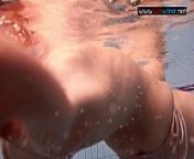 Bouncing boobs underwater from teens nudist in the sun
