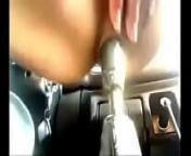 crazy girl enjoys masturbating with the gear stick from gear shift