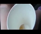 Girl pees in a McDonalds cup from girls piss