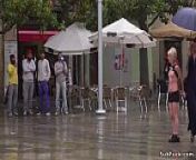 Blonde spinner humiliated in public from nora and babara thunderman naked