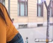 Beautiful Spanish Nekane gets a cumshot on her big ass in the public from desafio the box