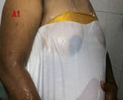 My step Aunt Bathing from mallu maami in black transparent night suit
