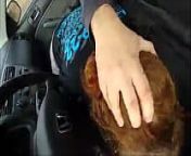 Hooker bolwjob in a car with cum spit from close bolwjob