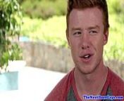 Freckled ginger stud in solo masturbation from muscle gay solo