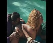 Big black dude fucks doggy style curly ebony chick near the pool and cums on her mouth-watering ass from outdoor far fuck