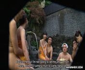 Adorable Japanese girls please dicks in the hot springs orgy from jav spring bath