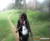 Cute black lesbian sneaks away to fuck best friend from sneak park