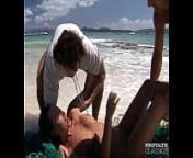 Gina, a Girl in a Net Has a Threesome in a Tropical Beach from beach net