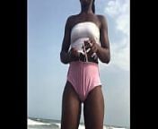 Crazybitch twerking hard in sexy clothes outdoor on the beach from the twerk