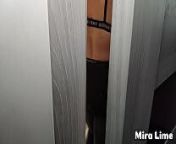 Caught and fucked a girl who gets clothed in the bathroom from voyeur legs