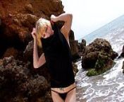 Gorgeous platine blond babe striping at the beach from sofia stripping