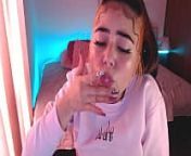 Egirl spits and drools all over cock - Ahegao blowjob from sloppy saliva