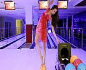 Brunette Teen Model Playing Naked in the Bowling Alley from poss