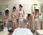JAV CMNF group of nurses strip naked for patient Subtitled from clothed naked