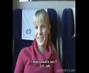 Czech streets Blonde girl in train from aeroplane