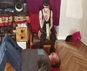 Slim goth domina feeding her slave mouth to mouth pt1 HD from milk feed 1