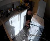 Horny wife seduces a plumber in the kitchen while her husband at work. from real wife story