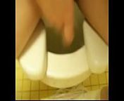 Discharge toilet puffy teen from toilet dildo