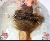 longhaired blonde milf dunking head in water from head dunk
