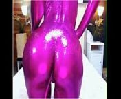 Teasing Sexy Girl With Purple Body Paint from purple body