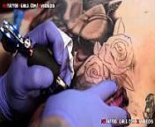 Marie Bossette exclusive Vagina pussy tattoo from leaking vigina