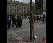 Blonde babe fucked on different places outdoor in bondage from public bondage