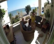 Stealth sex on beach balcony while people walk nearby from vk boy hole