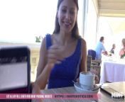 Talia Mint tests remote controlled toy in a public bar from public bars