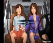 Summertime Saga Sex Scene - MILF step-mom gives stepson a hand job in her car. from cartoon shinchan kissing scene