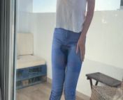 girl got stuck on the balcony and had to pee in her jeans from girls pissing panties compilation