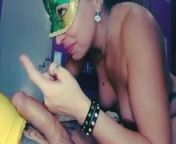 Femdom dominatrix spits her slave in her mouth with the cum of her college cuckold from cum piss and spit drink
