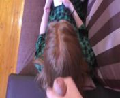 Cum on the stepsister's red hair while she watched instagram from hairjob fetish