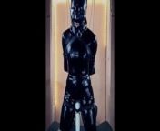 Latex doll in bondage gagged and blindfolded from 胶衣
