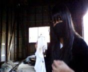 Beautiful transgender woman masturbates in an abandoned warehouse from sengoku basara