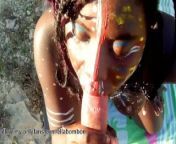 TRIBAL PRICESS IN BODY PAINT WORSHIPS BWC AND SWALLOWS ALL HIS CUM - COMPILATION from african tribal video