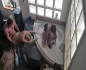 1 Lucky cock making turns to FUCK 3 sluts after they SUCKED him off in a bubble BATH from 3 hand in 1 fuck