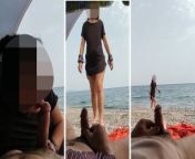 Dick flash - A girl caught me jerking off in public beach and help me cum - MissCreamy from japon mature