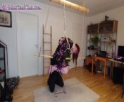 Girl on Bamboo wooden horse, extreme Shibari scene - Preview from bamdoo